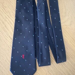 Yves Saint Laurent Navy Tie with Red and Blue Accents